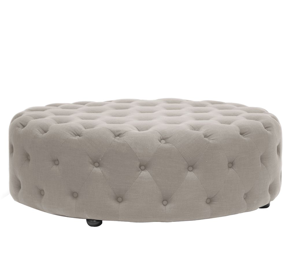 Baxton Studio Cardiff Linen Modern Tufted Ottoman QVC