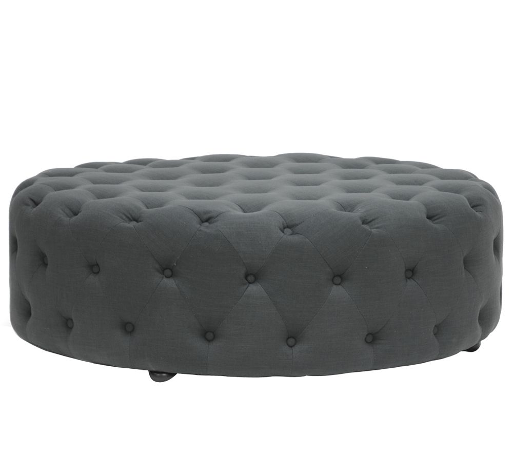 Baxton Studio Cardiff Linen Modern Tufted Ottoman