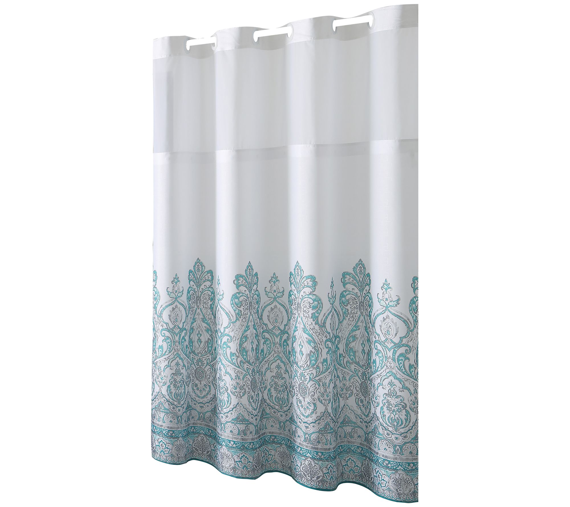 Hookless Damask Border Print Shower Curtain Page 1 Qvc Com
