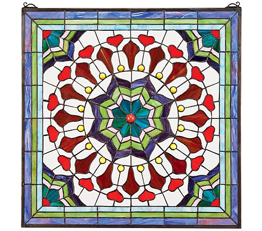 Design Toscano Floral Tiffany-Style Color Stained Glass Windo
