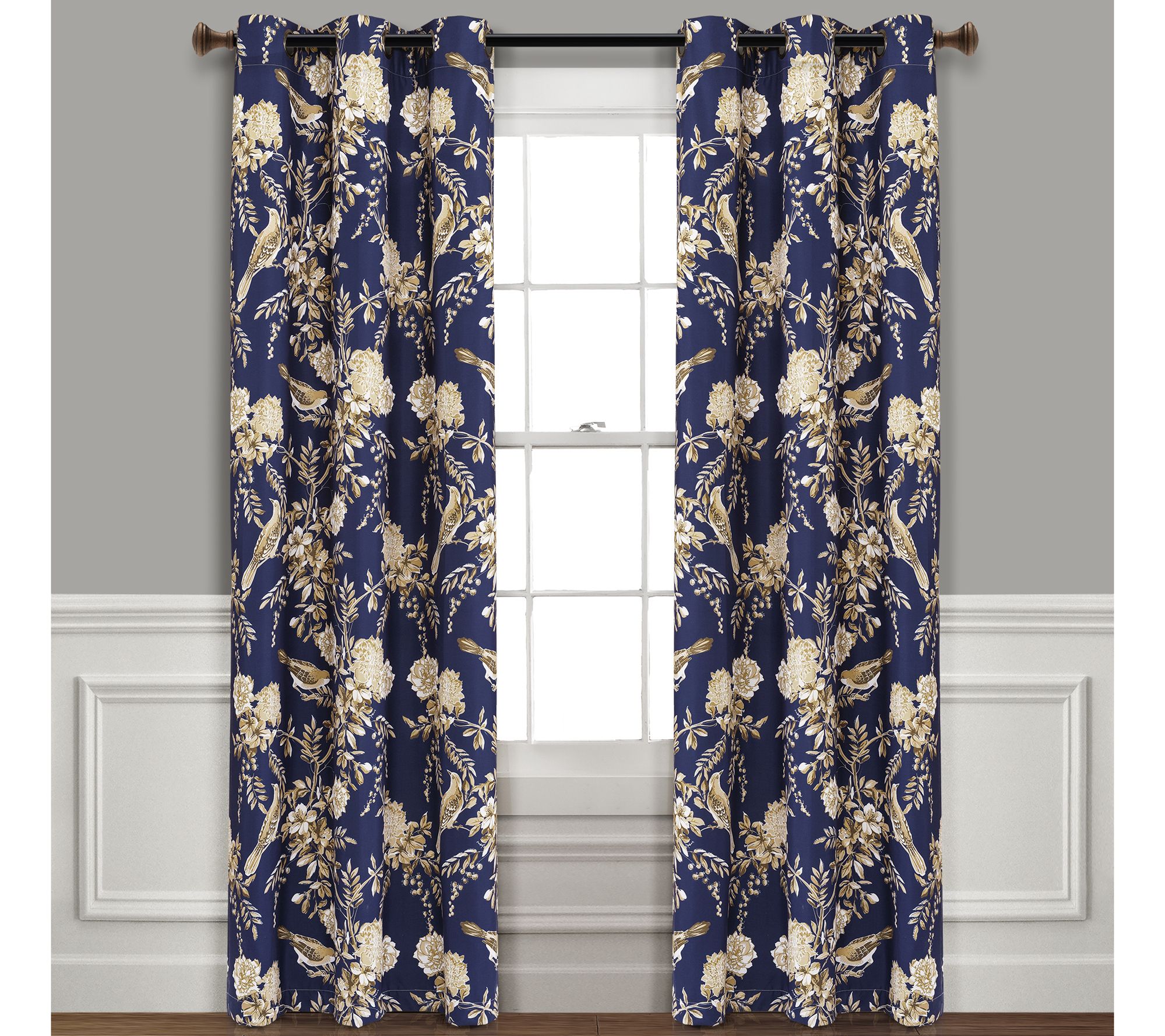 Farmhouse Bird And Flower (2) Insulated Blackout 38"x95"Panels