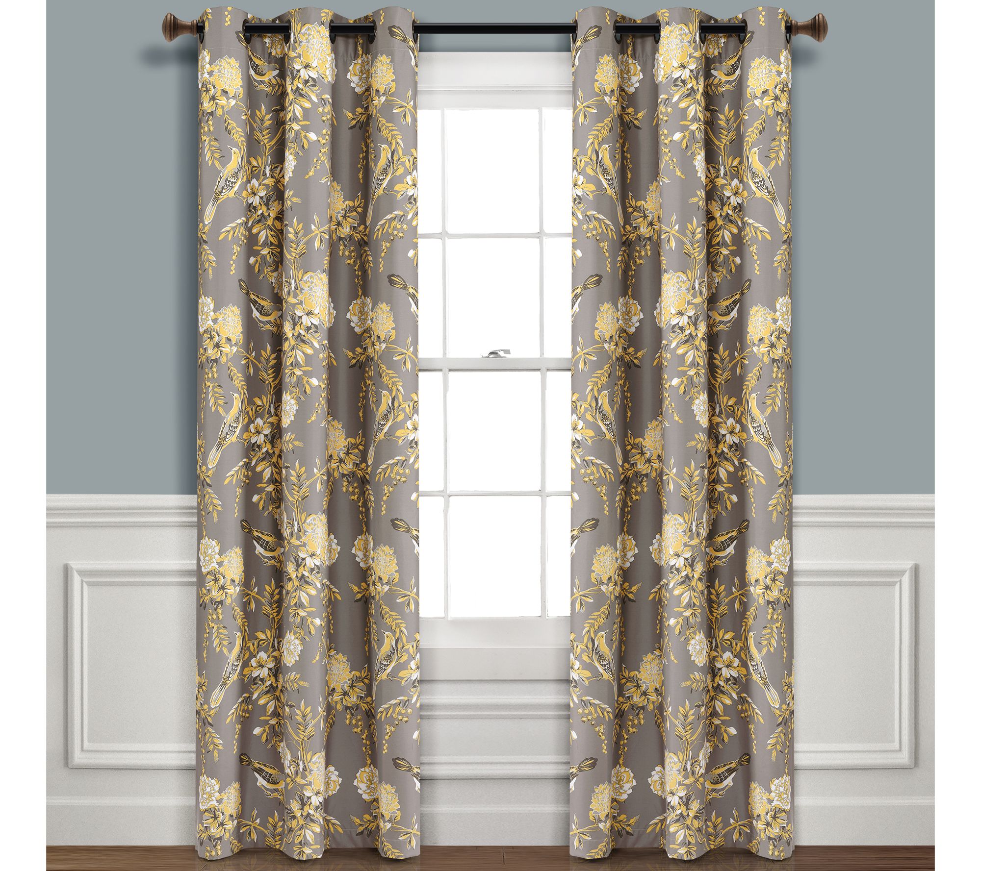 Farmhouse Bird And Flower (2) Insulated Blackout 38"x95"Panels