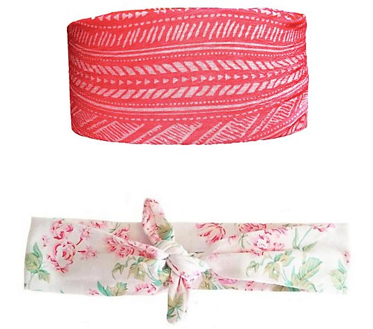 Headbands Of Hope Coral Turban & White Floral Headbands