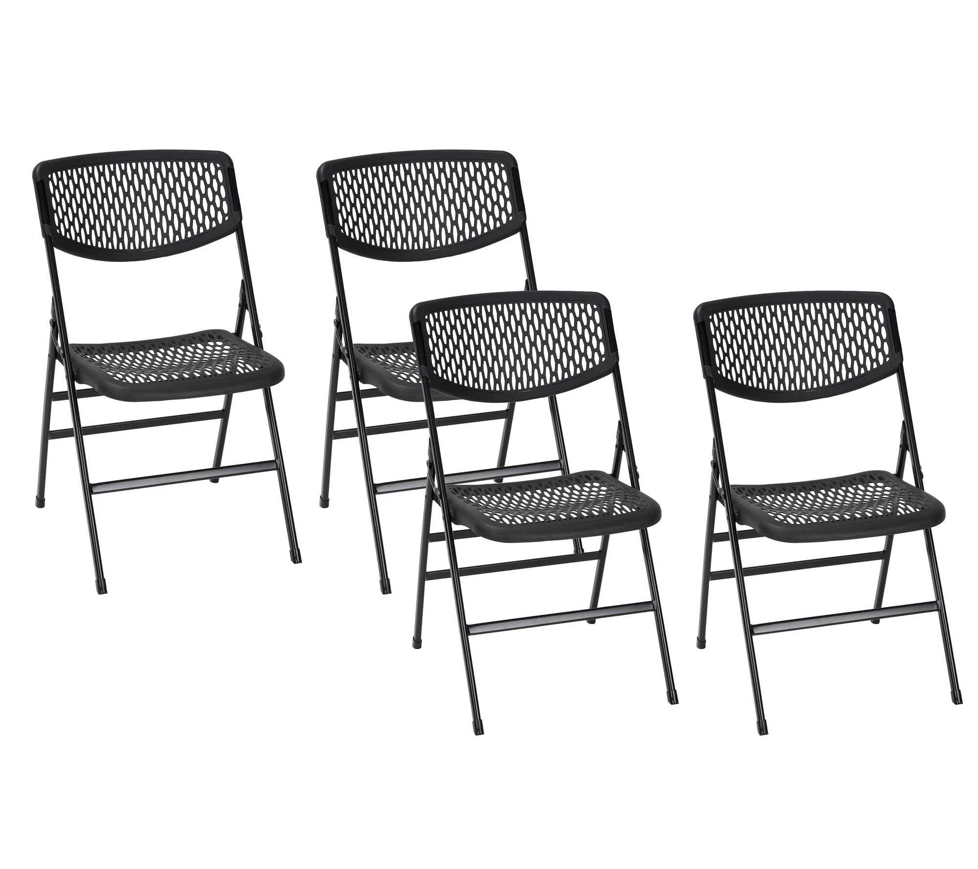 Cosco 4-Pack Resin Mesh Folding Chairs, Black - QVC.com