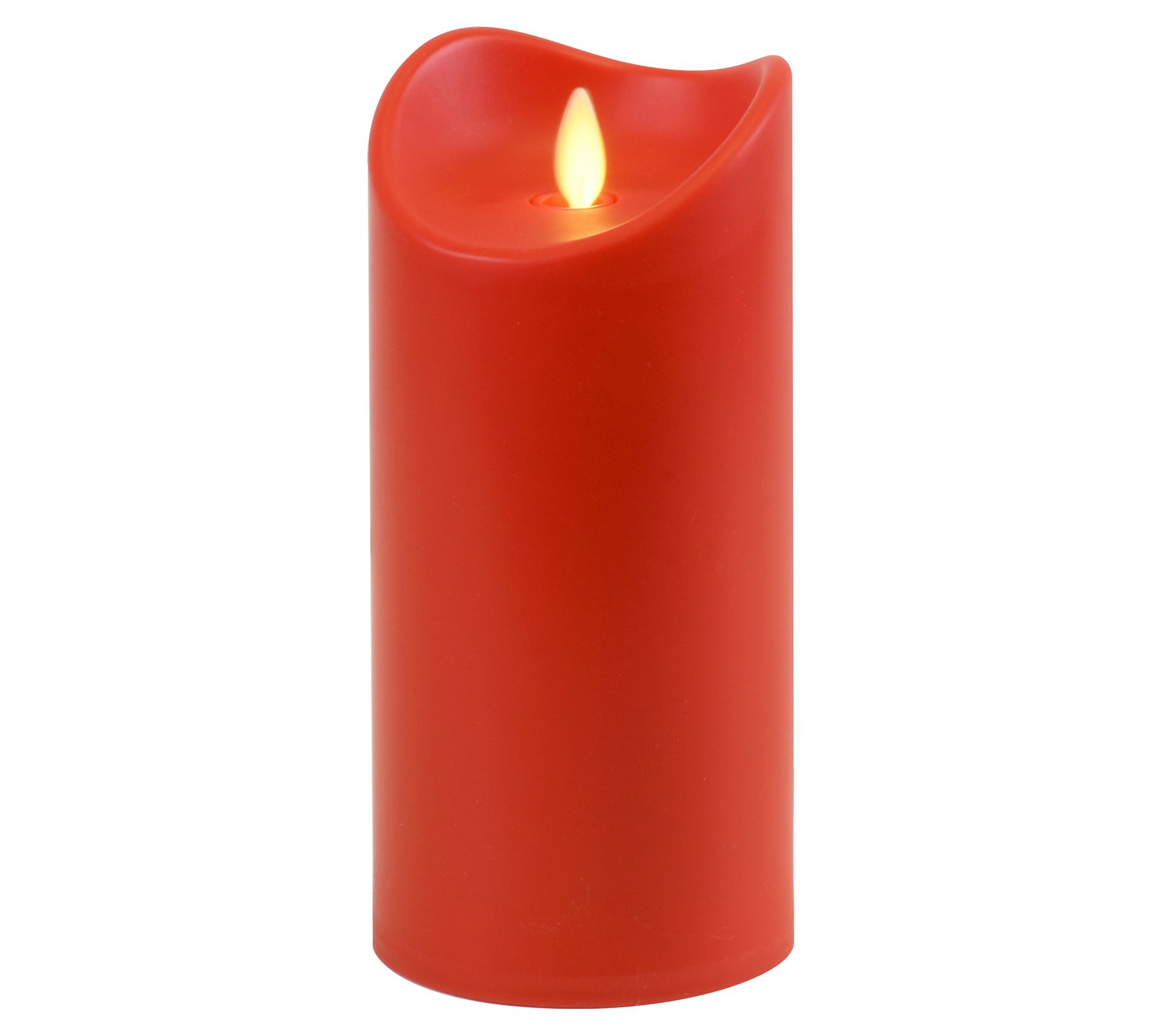 LumaBase Battery Operated 7" Red Pillar Candle w/Moving Flame