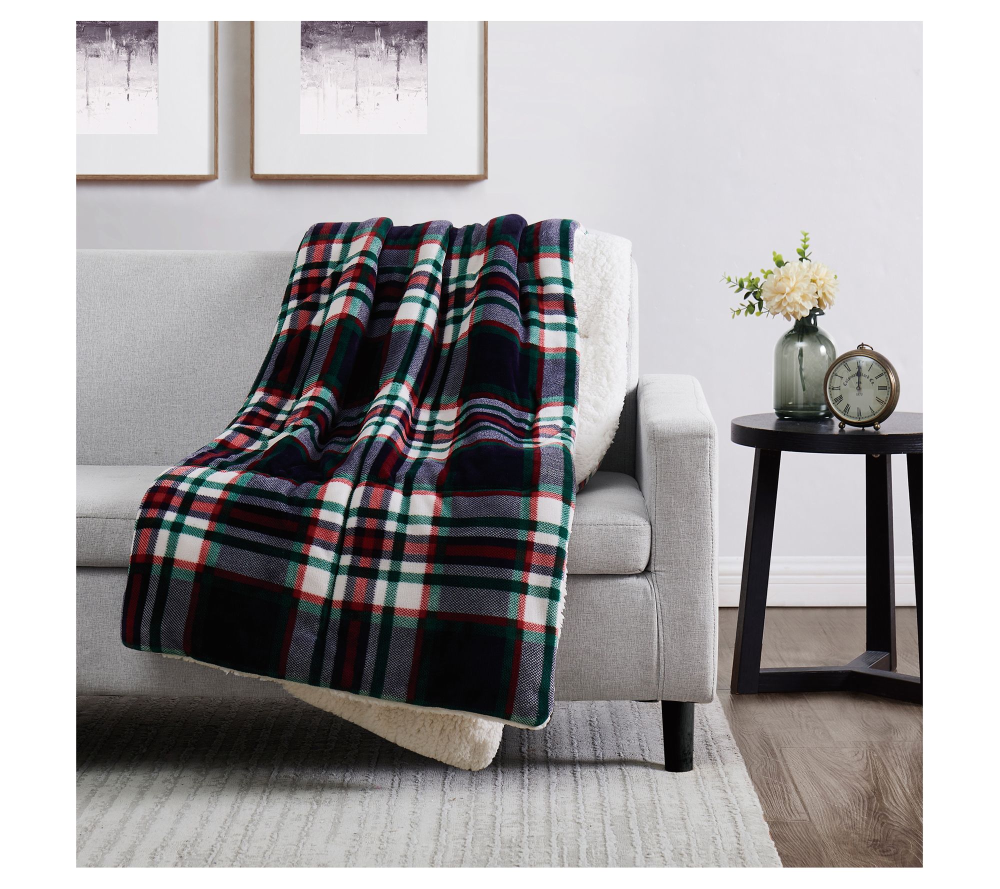 London Fog Plaid Faux-Fur 50" x 60" Boxed Throw