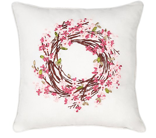 C&F Home Blossom Wreath Ribbon Art Pillow