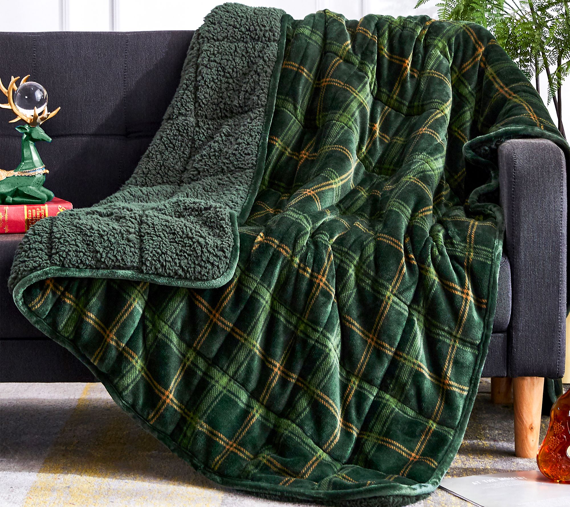 Rejuve 15lb Velvet to Sherpa Reverse WeightedThrow Blanket