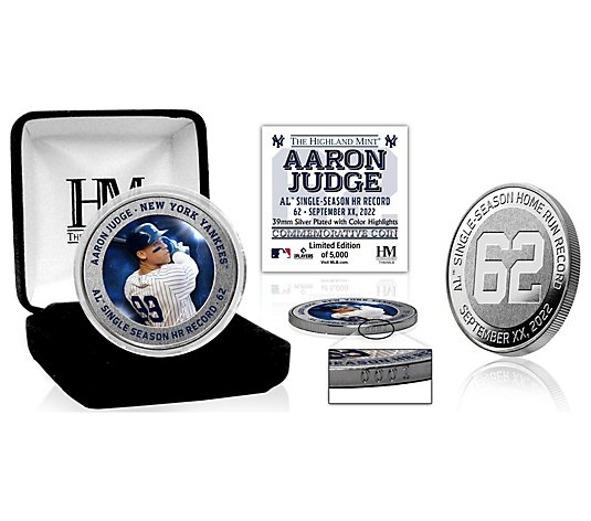 Highland Mint Aaron Judge Single Home Run Record Silver Coin