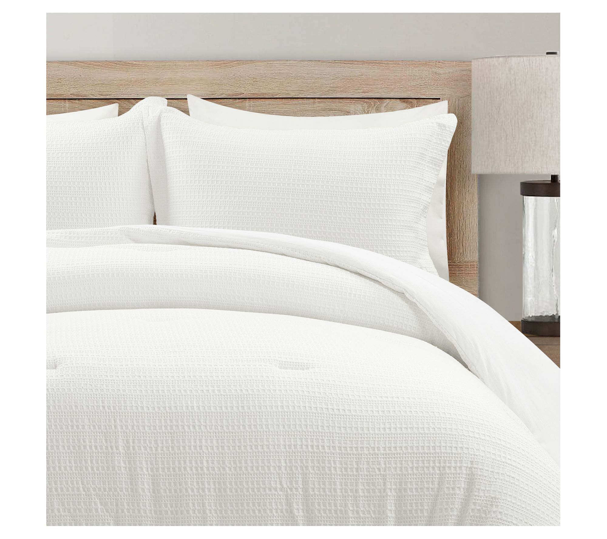Lush Decor Haniya Waffle Woven Cotton ComforterGray 3-pc King