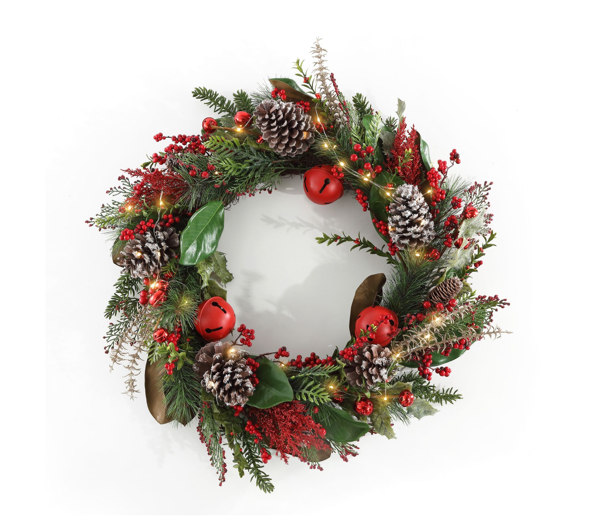 Safavieh Faux 30" Myrtle LED Wreath w/Red Bells