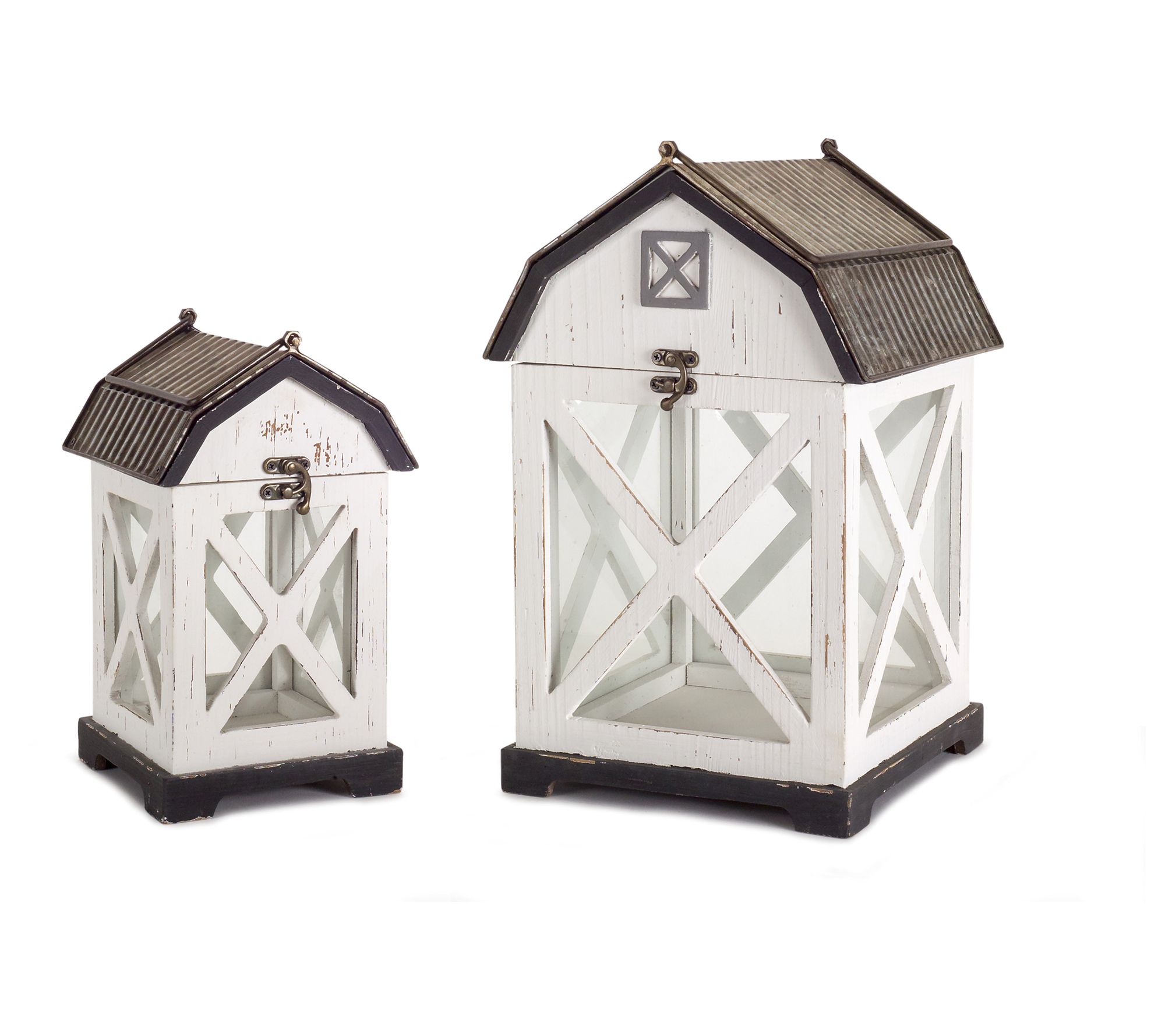 Melrose Wood Barn Lantern (Set of 2)