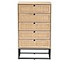 Amelia Wood and Natural Rattan 5-Drawer Storage Cabinet, 2 of 7