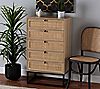 Amelia Wood and Natural Rattan 5-Drawer Storage Cabinet, 6 of 7