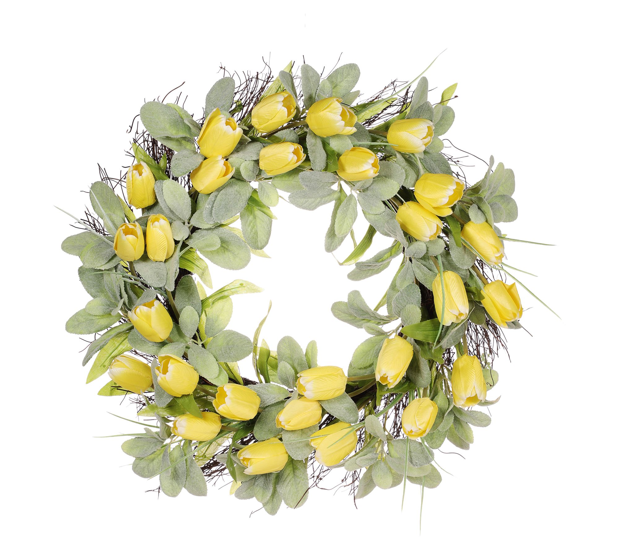 Puleo 24" Tulip Floral Spring Wreath With Green Leaves
