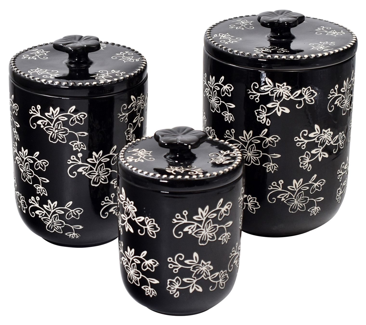 Temp-tations Floral Lace Set of (3) Lidded Canisters - QVC.com