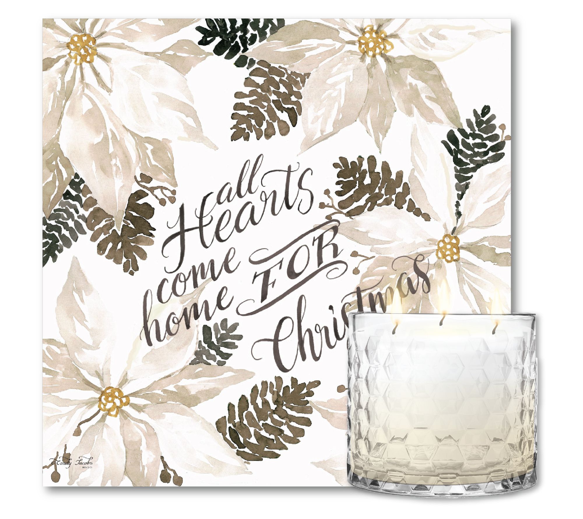 Courtside Home for Christmas 8 x8 Art & 13.5 o z 3-Wick Candle