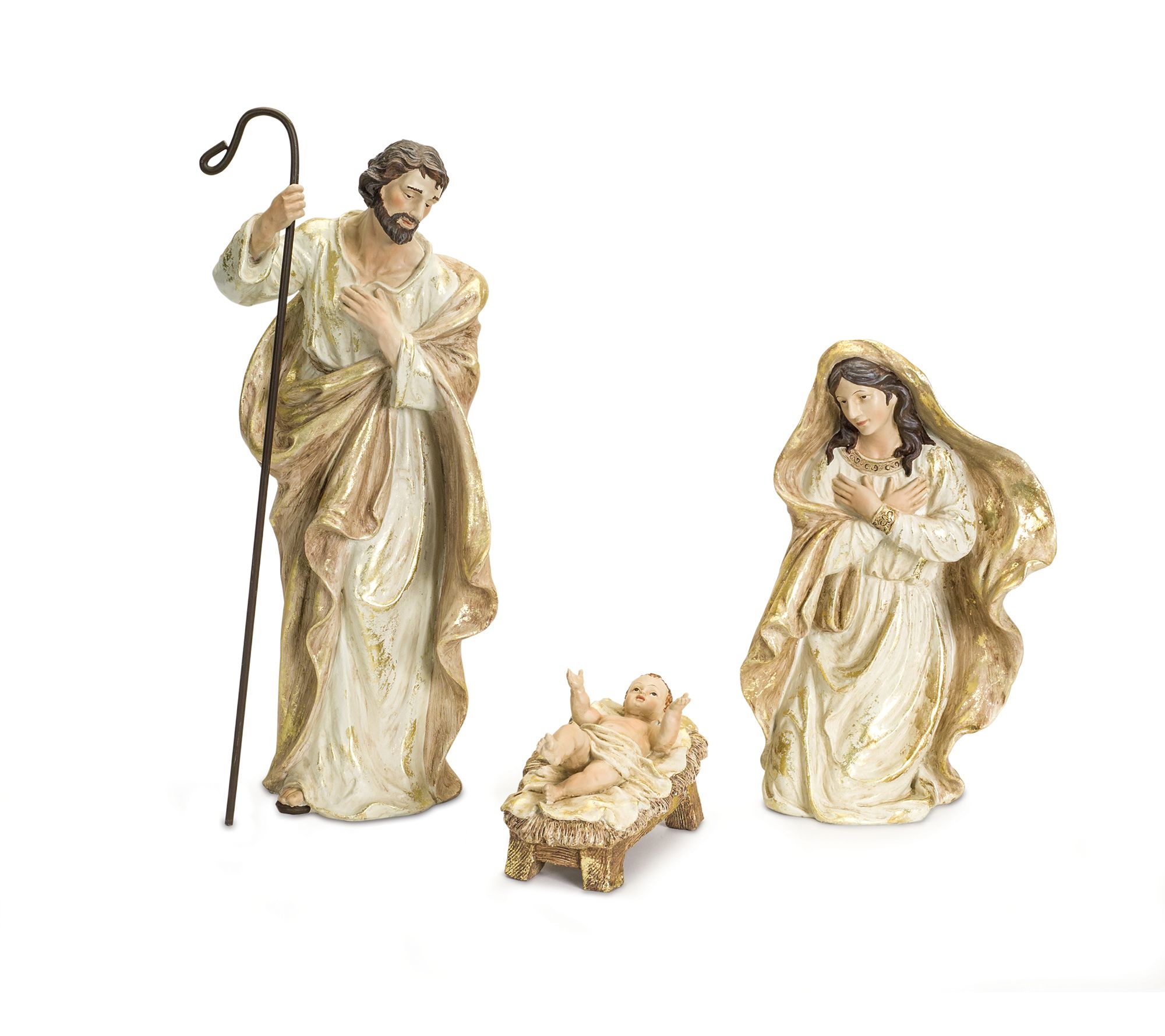 Melrose Nativity Holy Family Figurines w/Gold Accents (S/3)
