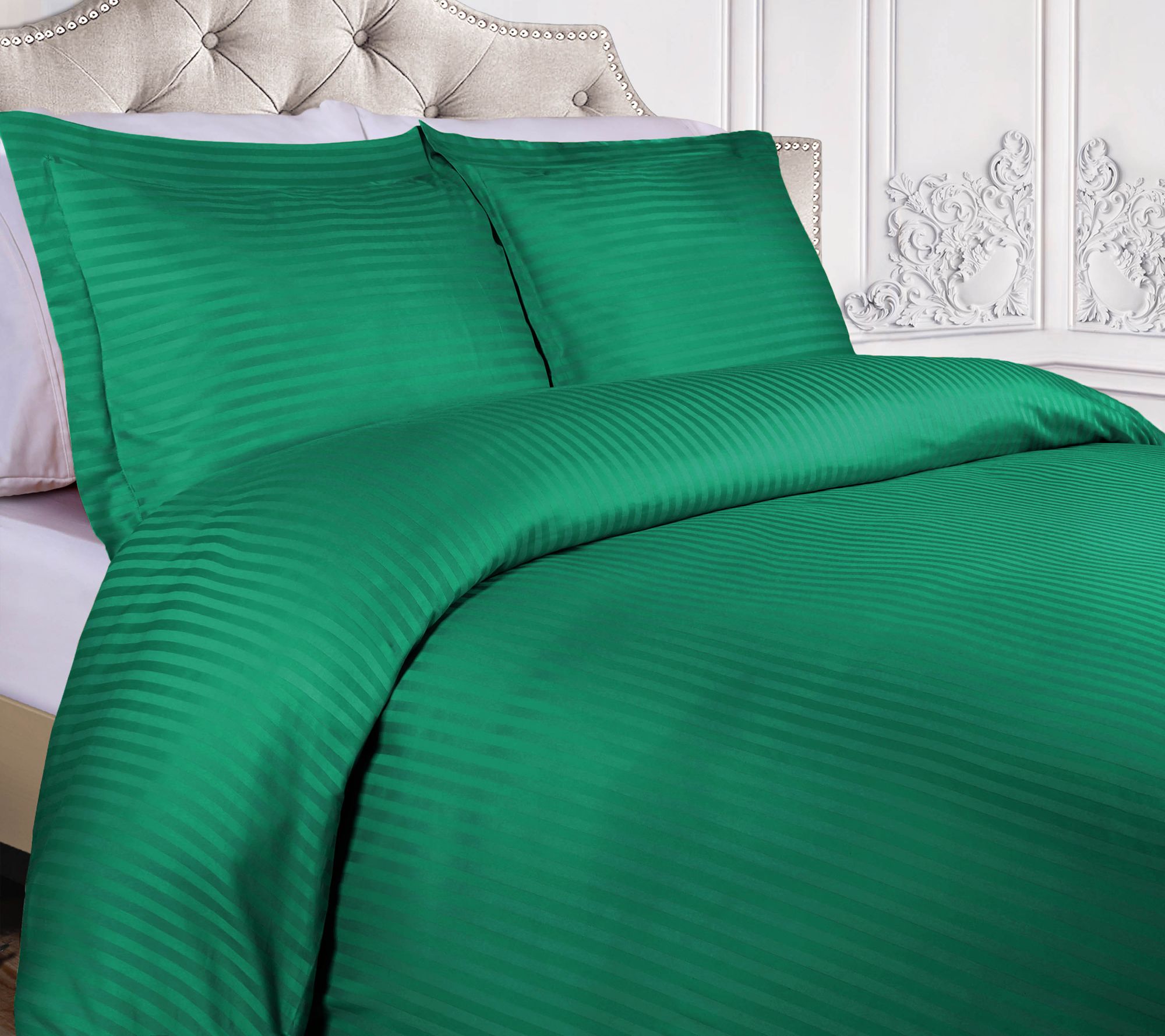Superior 300TC Egyptian Cotton Stripe Duvet Covrs, Full/Queen