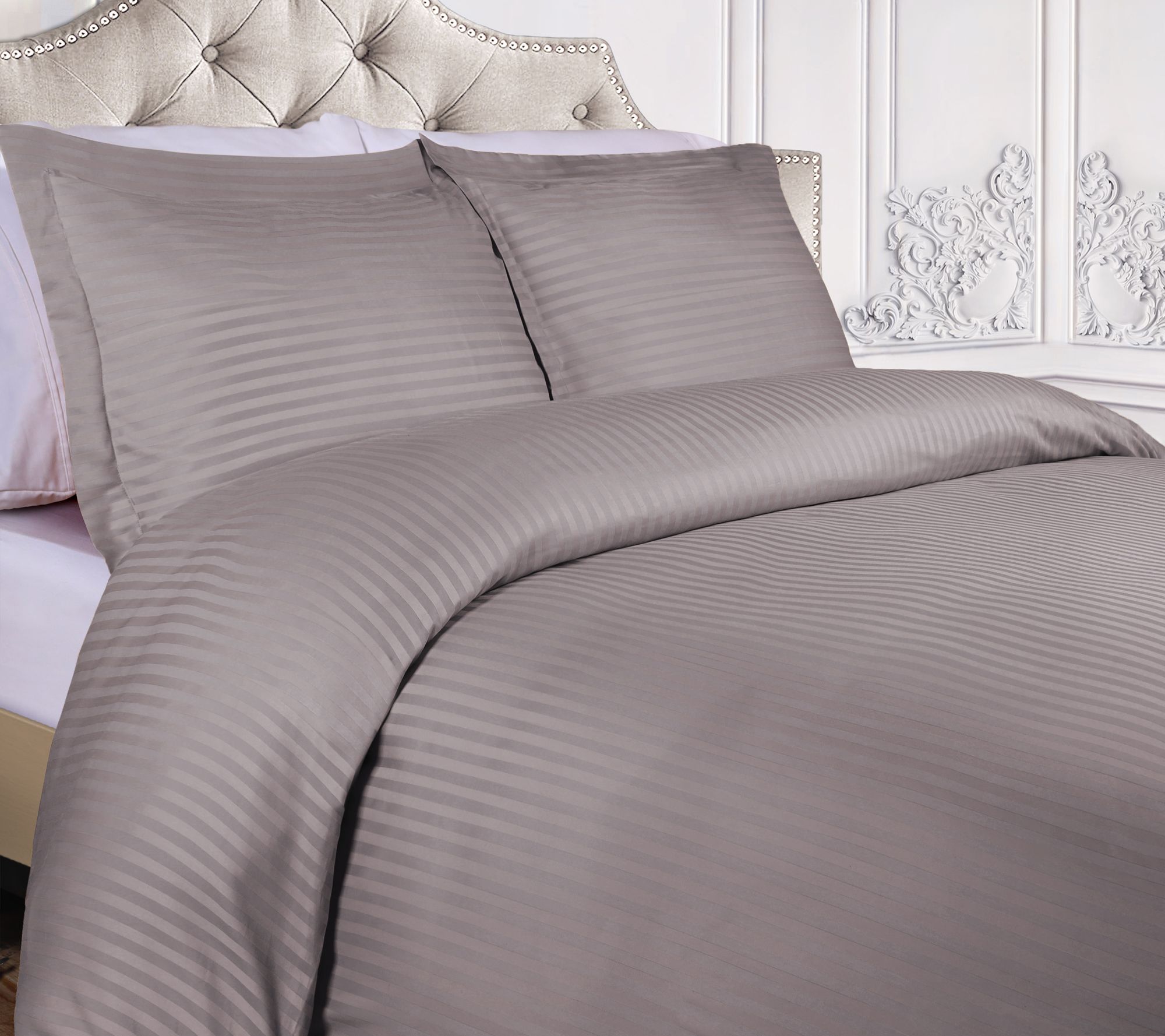 Superior 300TC Egyptian Cotton Stripe Duvet Covrs, Full/Queen