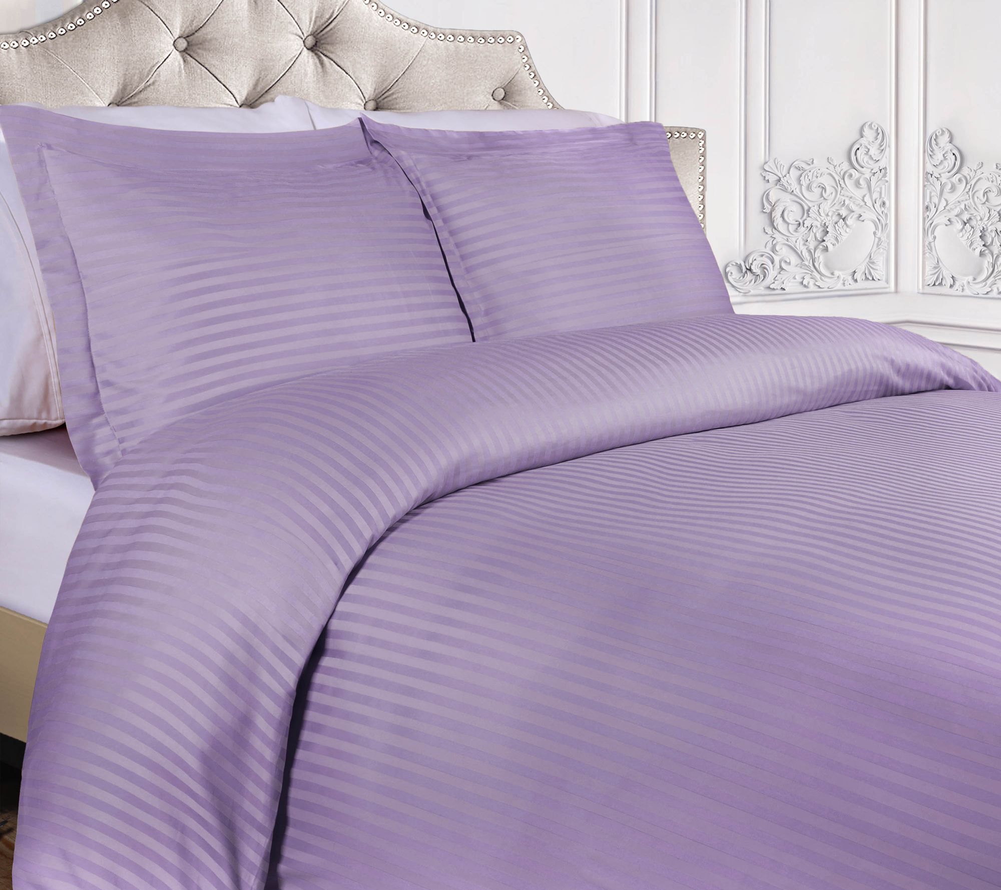 Superior 300TC Egyptian Cotton Stripe Duvet Covrs, Full/Queen