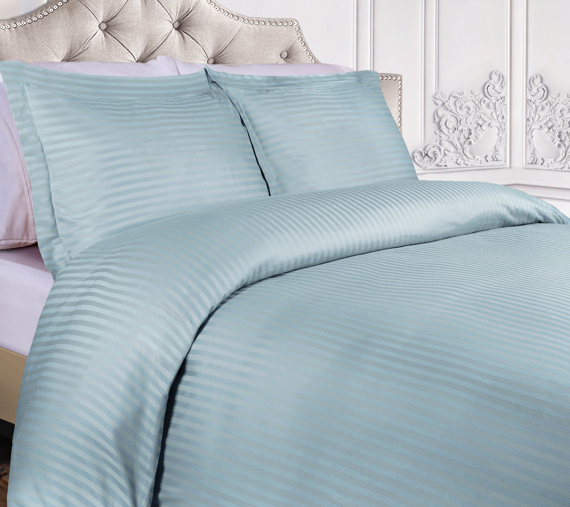 Superior 300TC Egyptian Cotton Stripe Duvet Covrs, Full/Queen
