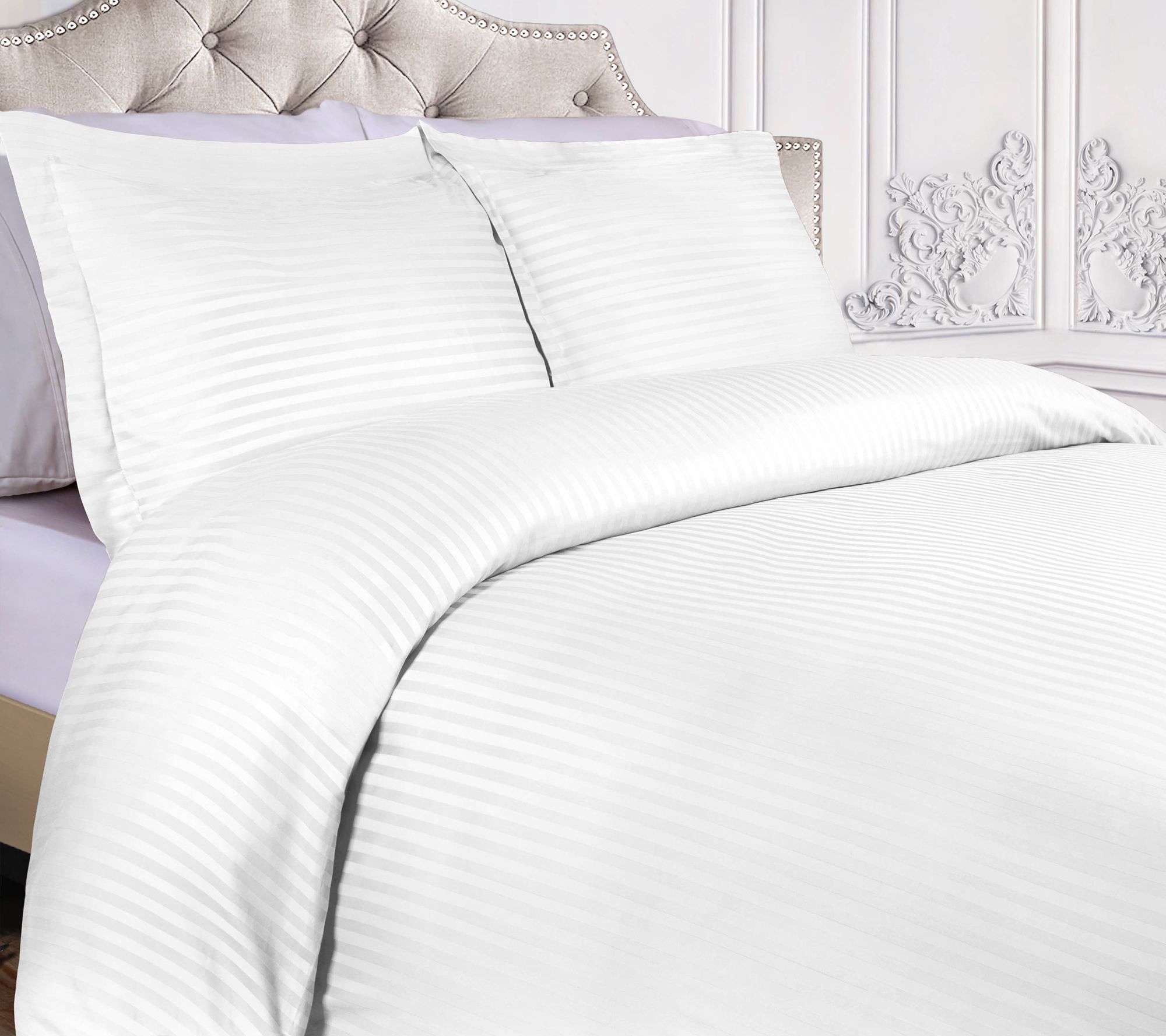 Superior 300TC Egyptian Cotton Stripe Duvet Covrs, Full/Queen