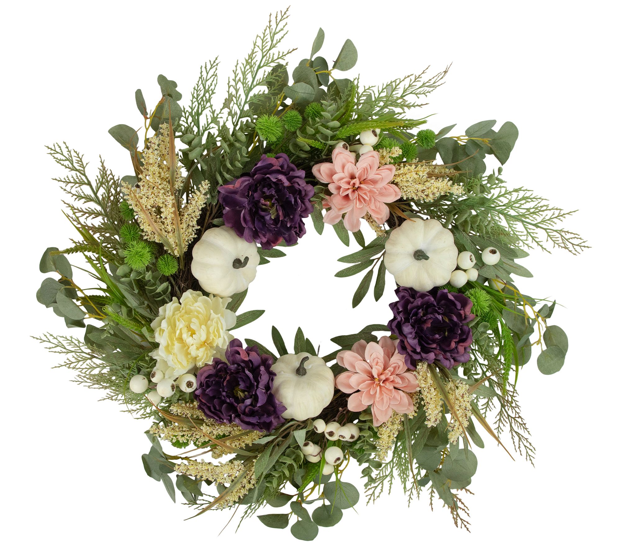 Northlight Peony & Pumpkin Fall Harvest Wreath4"