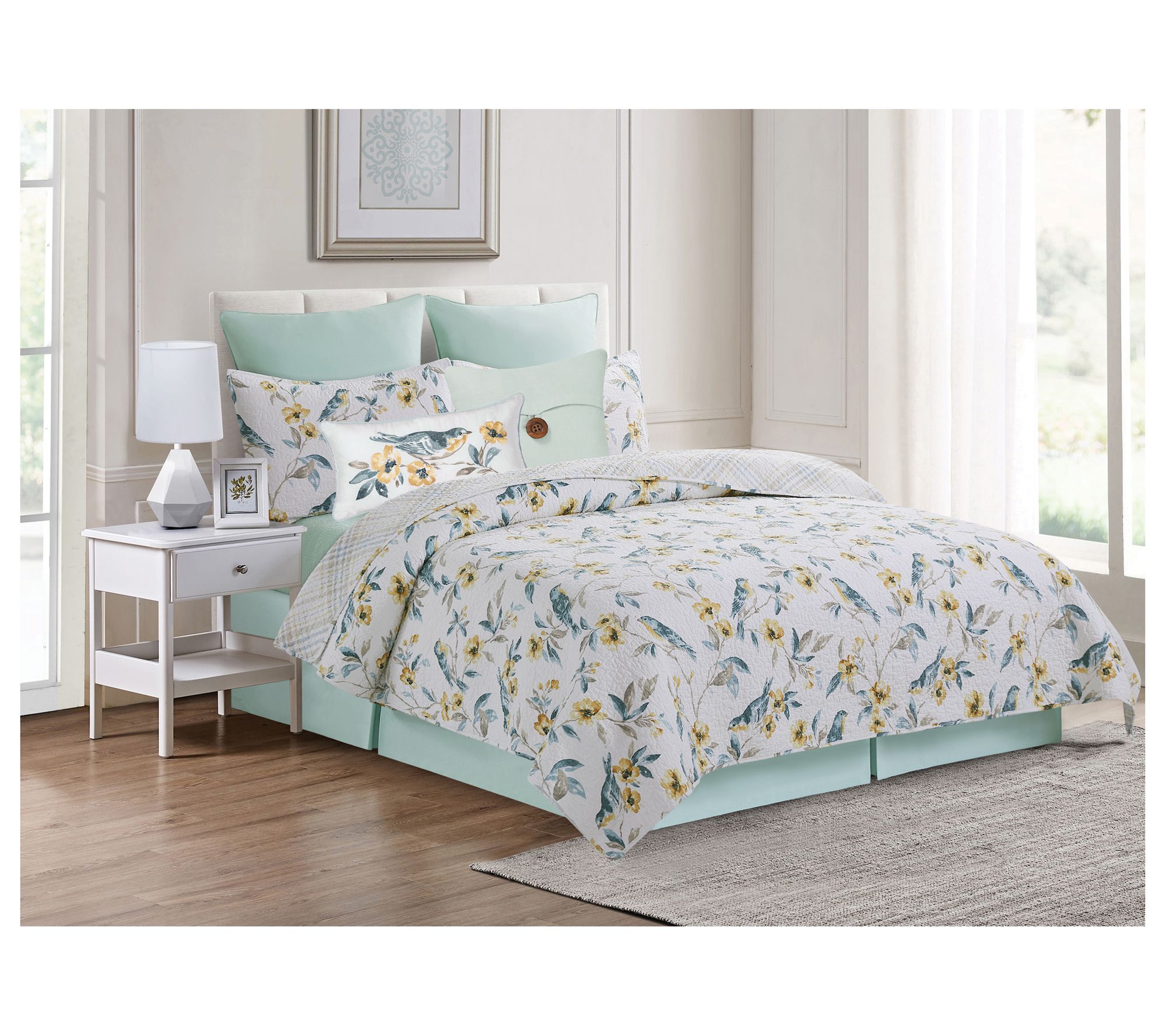 Calix Bluebird Full/Queen Quilt Set by Valerie - QVC.com