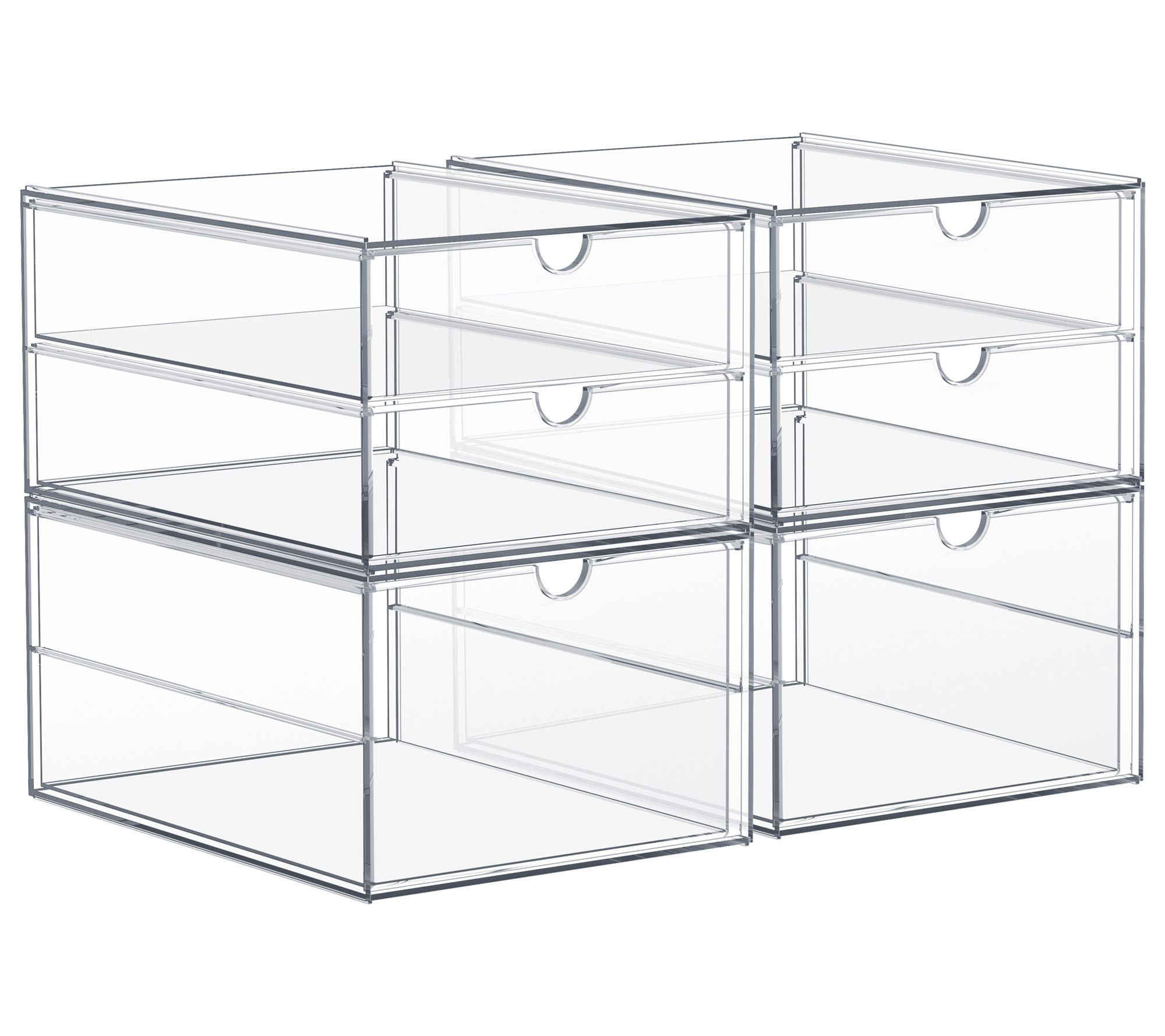 Sorbus Set of (2) 3-Drawer Clear Plastic Stacka ble Organizer