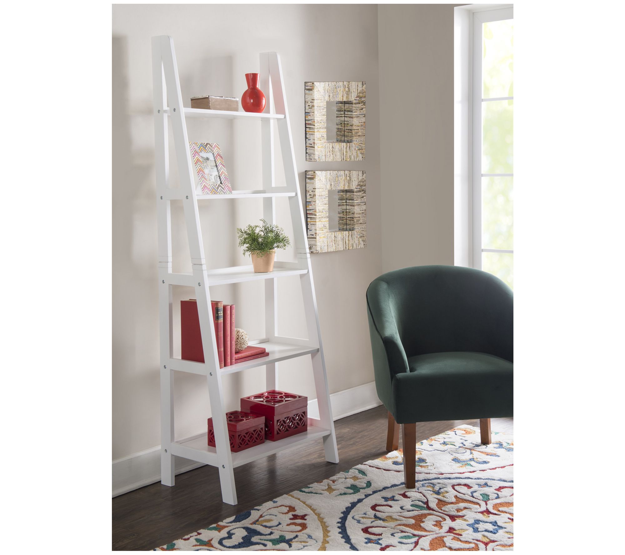 Linon Home Mircea 5-Shelf Ladder Bookshelf