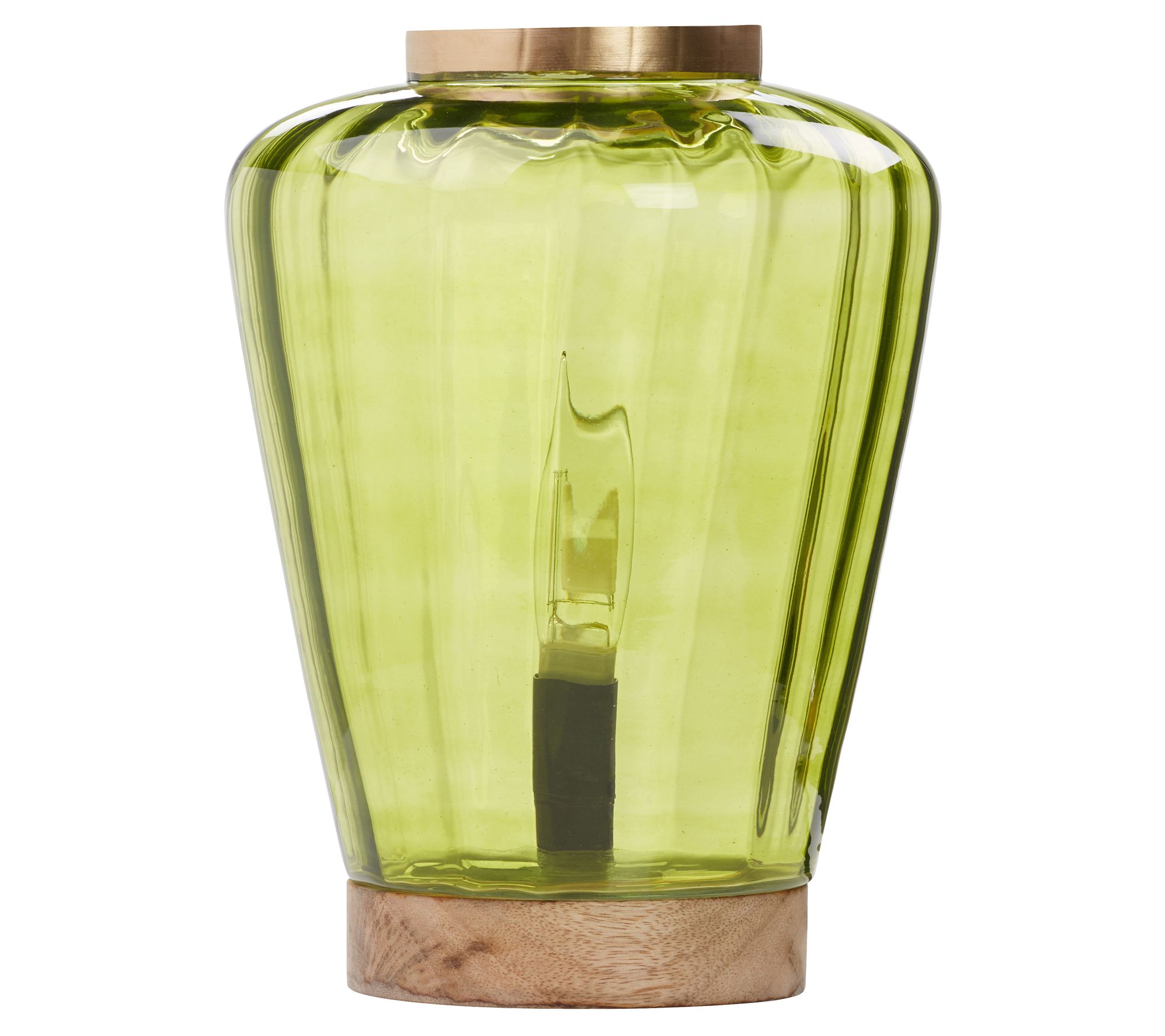 River of Goods 10.5"H Chartreuse Glass/Wood Urn Accent Lamp