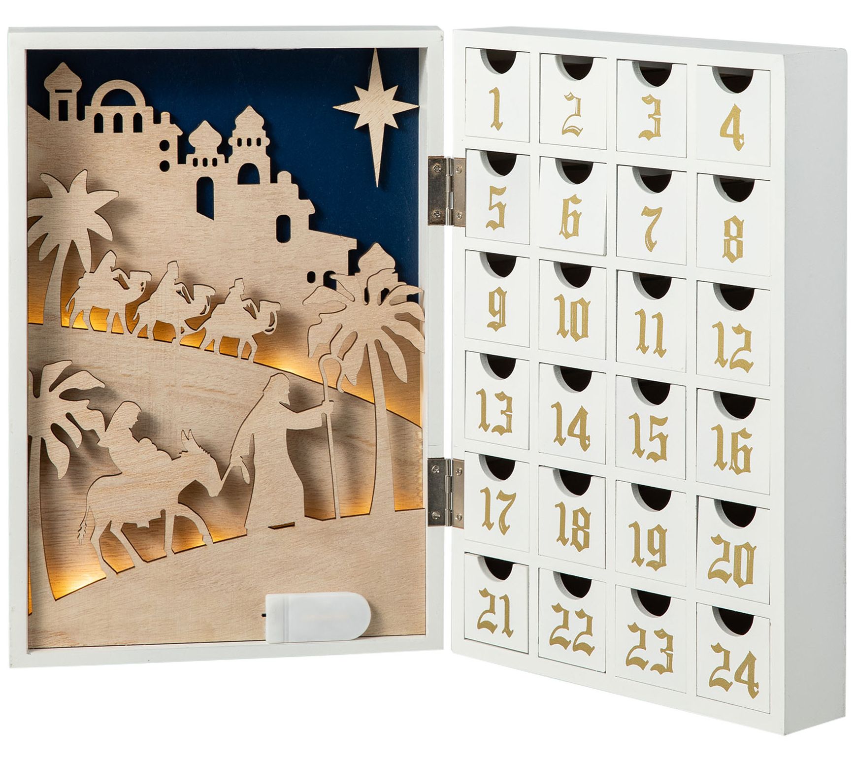 Glitzhome 17" Lighted Christmas Nativity AdventCalendar Decor