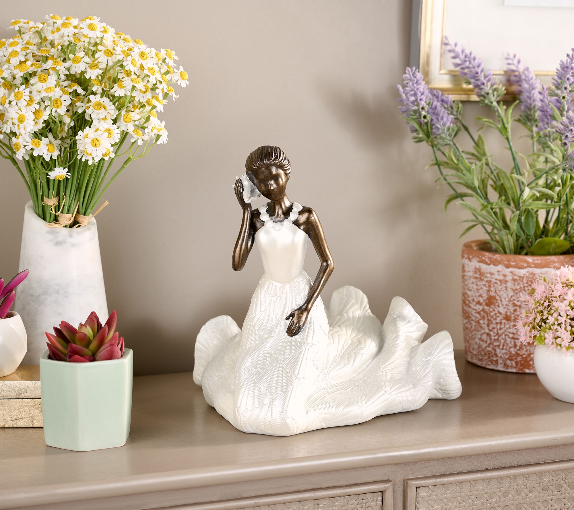 Indoor/Outdoor Kneeling Seaside Maiden with Shell by Valerie