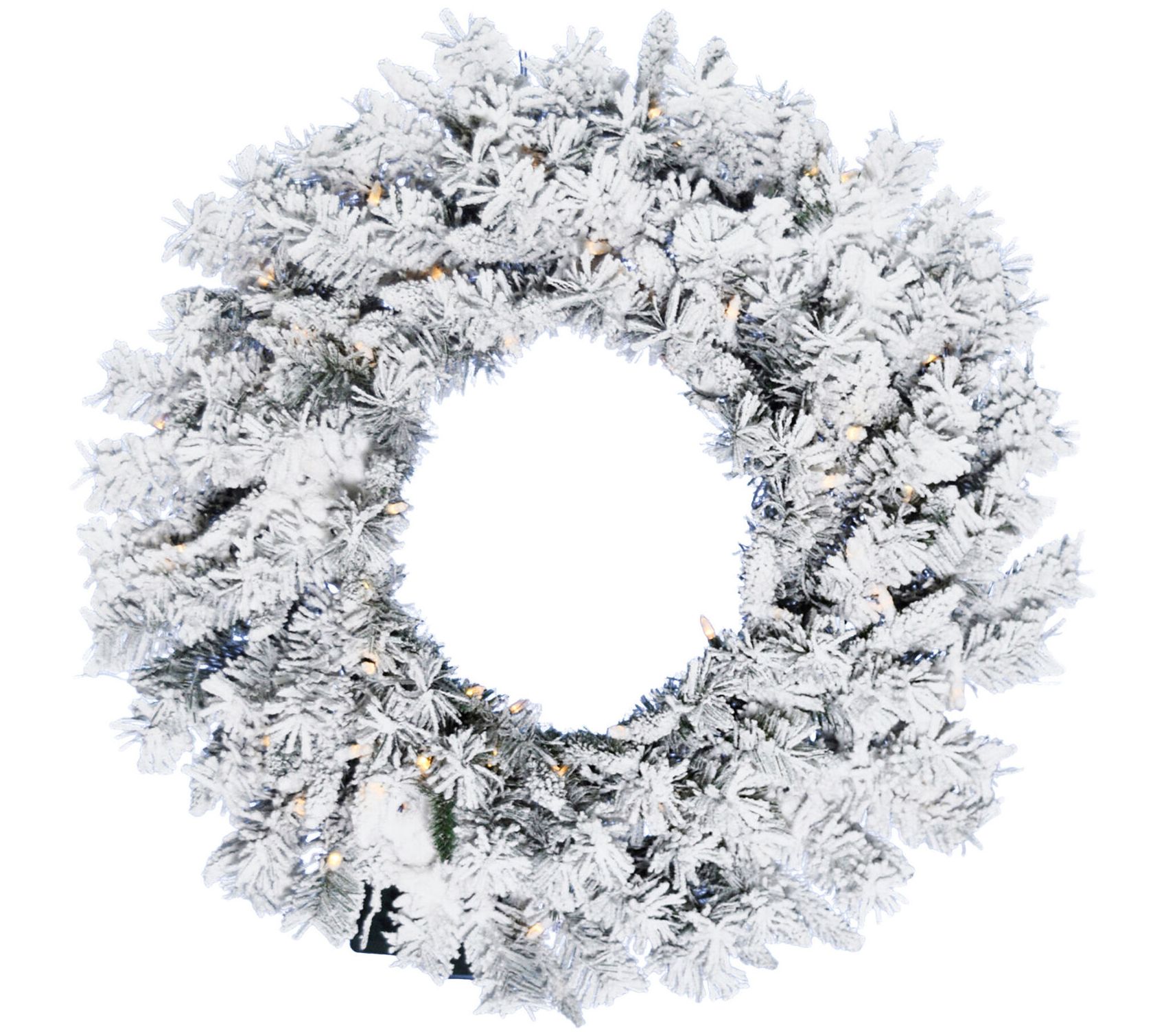 Christmas Time 24-In. White Pine Snowy Wreath with Warm White