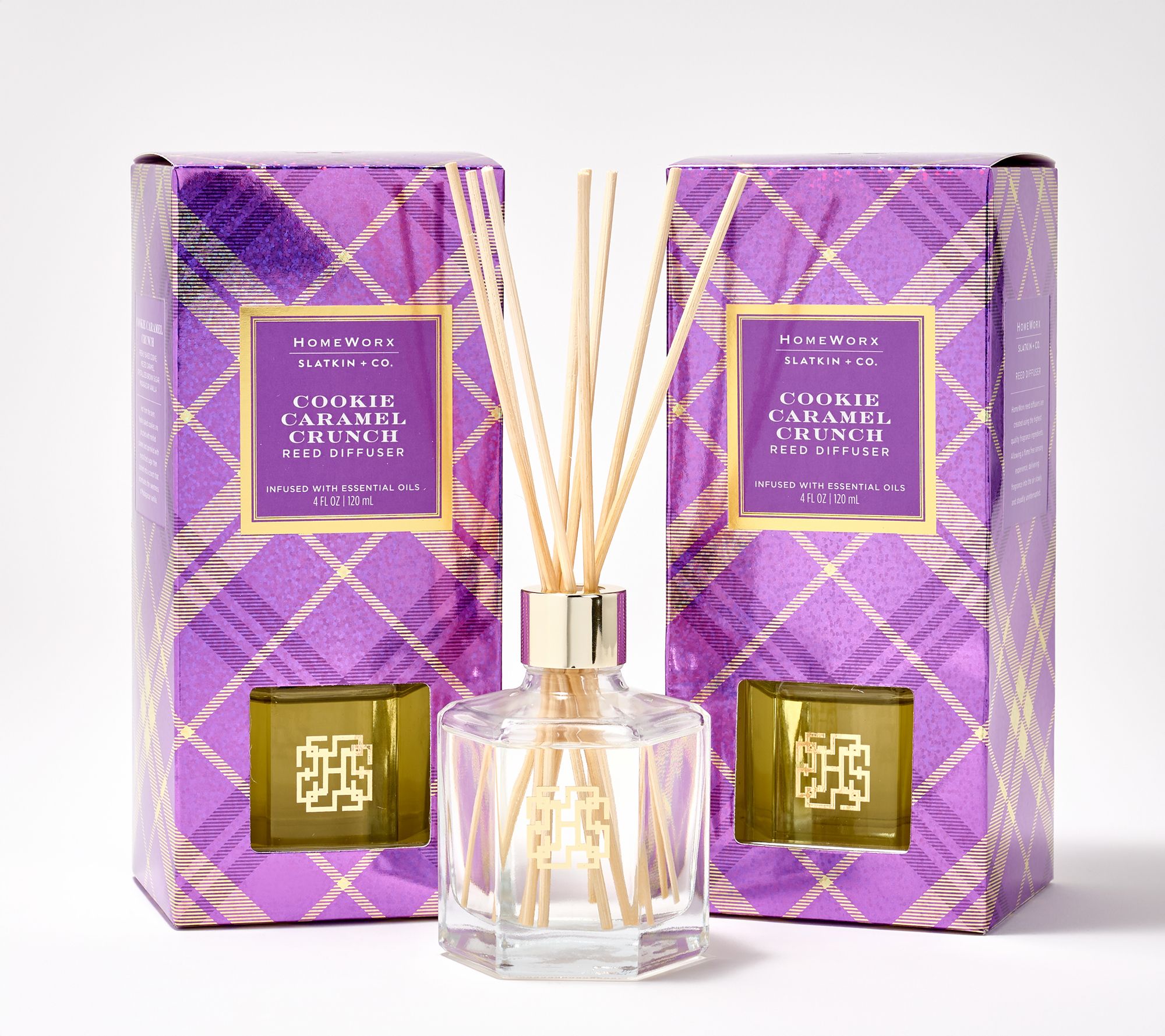 HomeWorx by Slatkin + Co. S/2 Caramel Cookie Crunch Reed Diffusers