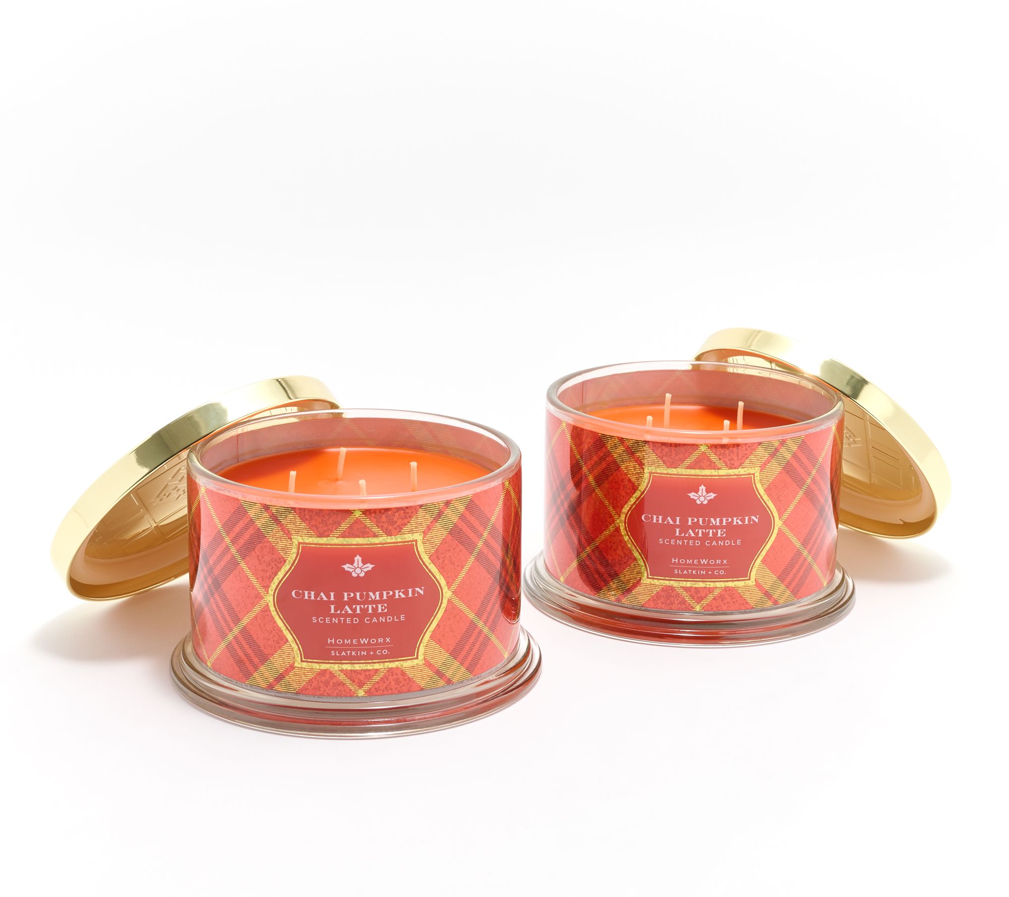 HomeWorx by Slatkin + Co. S/2 18oz Chai Pumpkin Latte Candles
