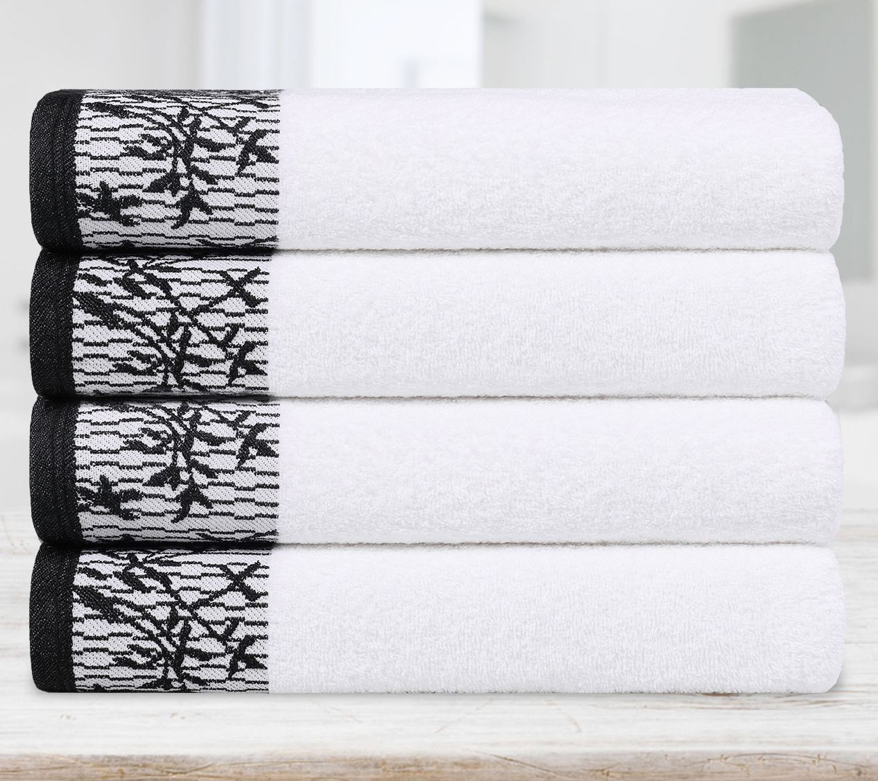 Superior 4 Piece Wisteria Cotton Embroidered Bath Towel Set