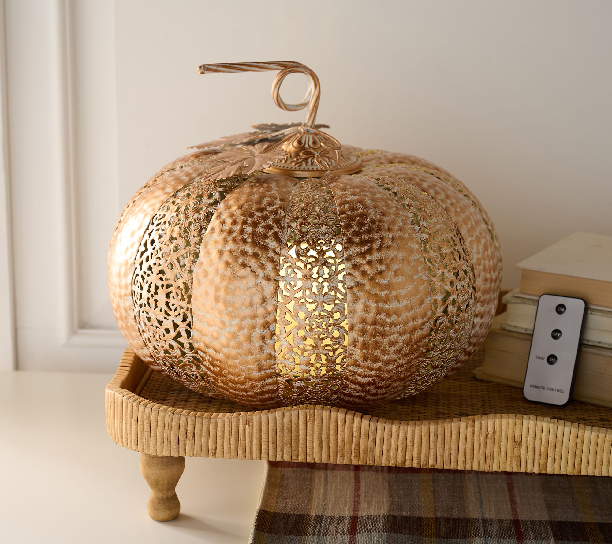 Home Reflections 11" Illuminated Metal Pumpkin