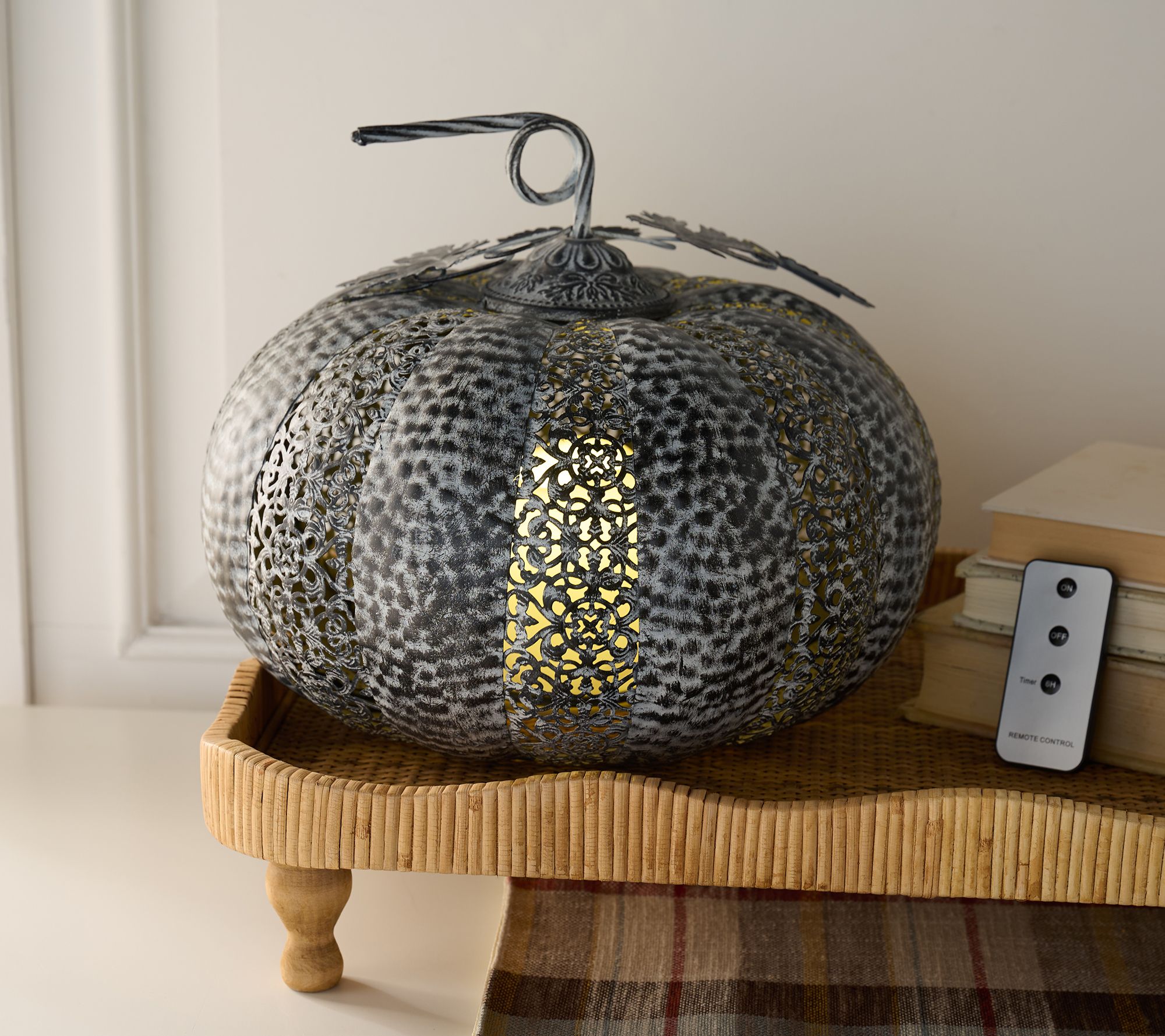 Home Reflections 11" Illuminated Metal Pumpkin