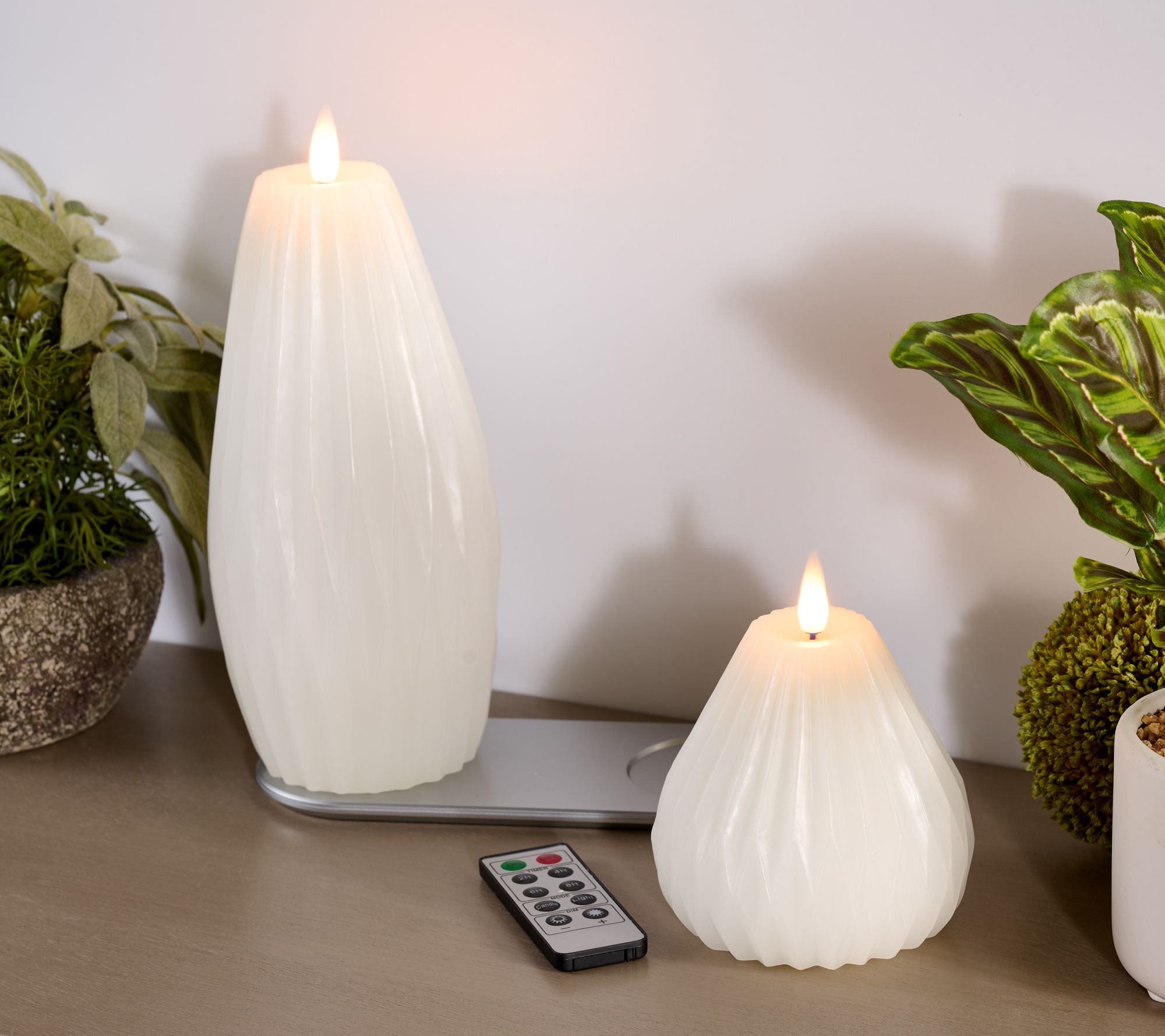 Home Bliss S/2 Figural Wax Rechargeable Flameless Candles