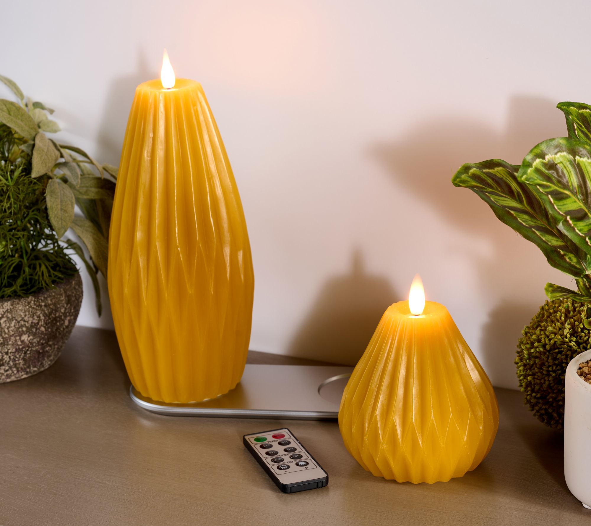 Home Bliss S/2 Figural Wax Rechargeable Flameless Candles