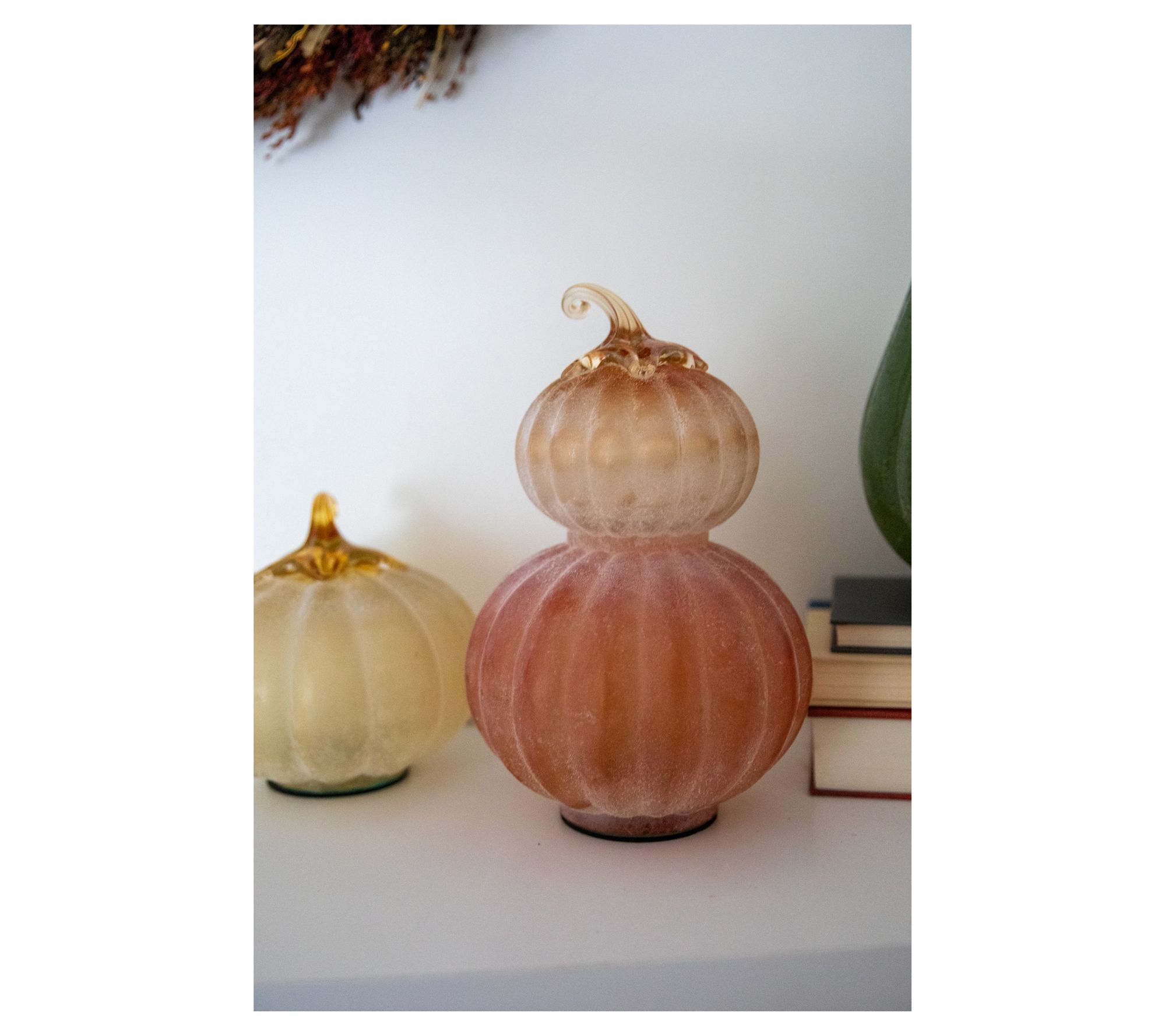 10.5" Frosted Glass Pumpkin Stack by Lauren McBride