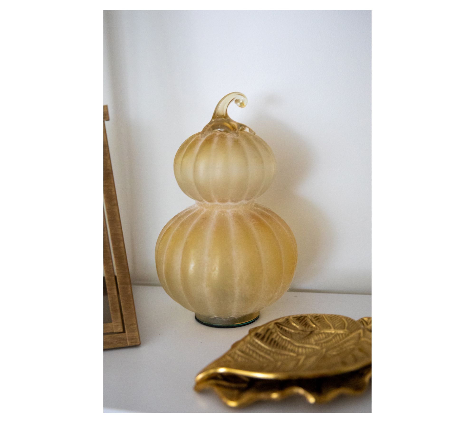 10.5" Frosted Glass Pumpkin Stack by Lauren McBride
