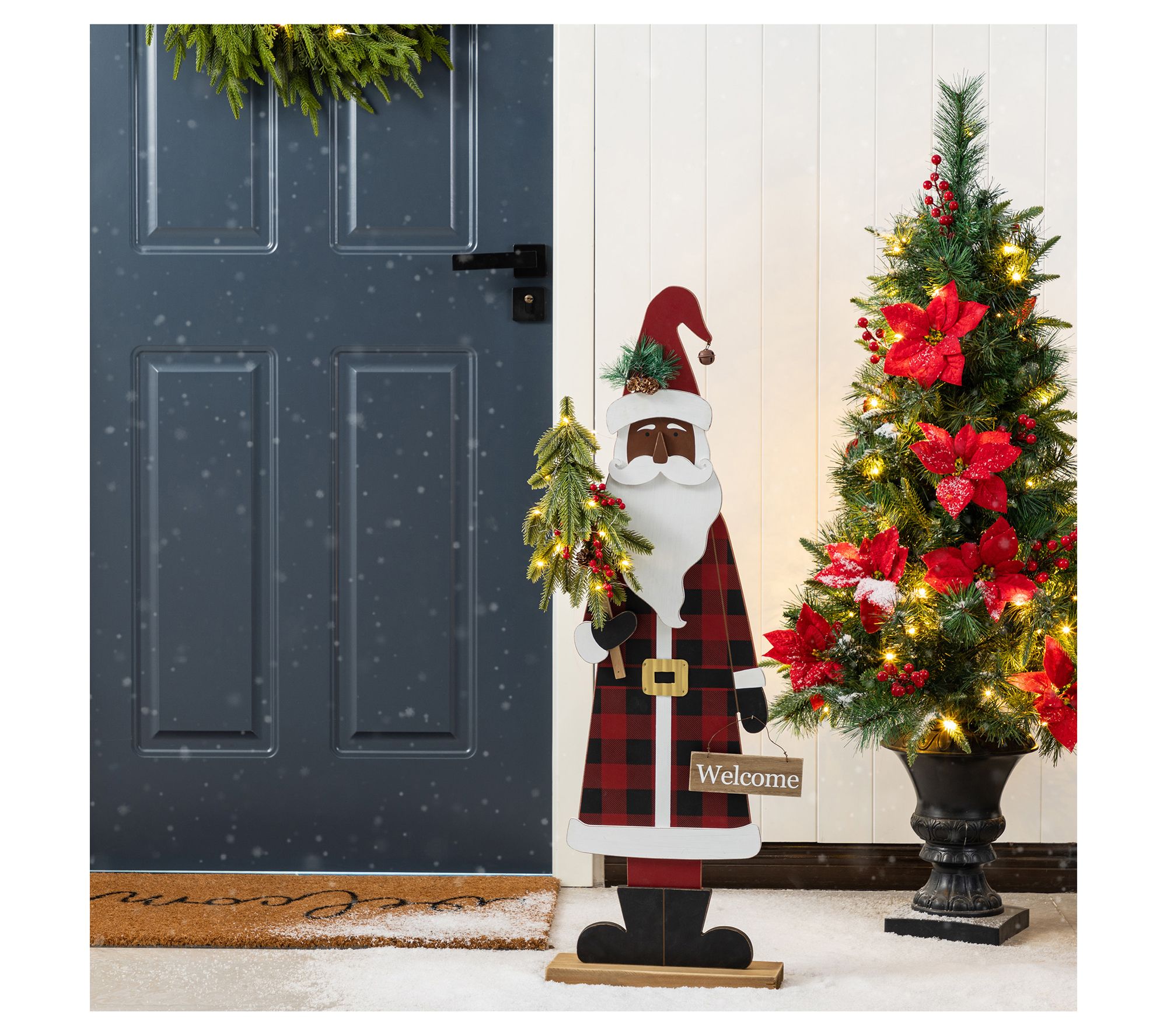 Glitzhome 36"H LED Lighted African Santa PorchSign with Timer