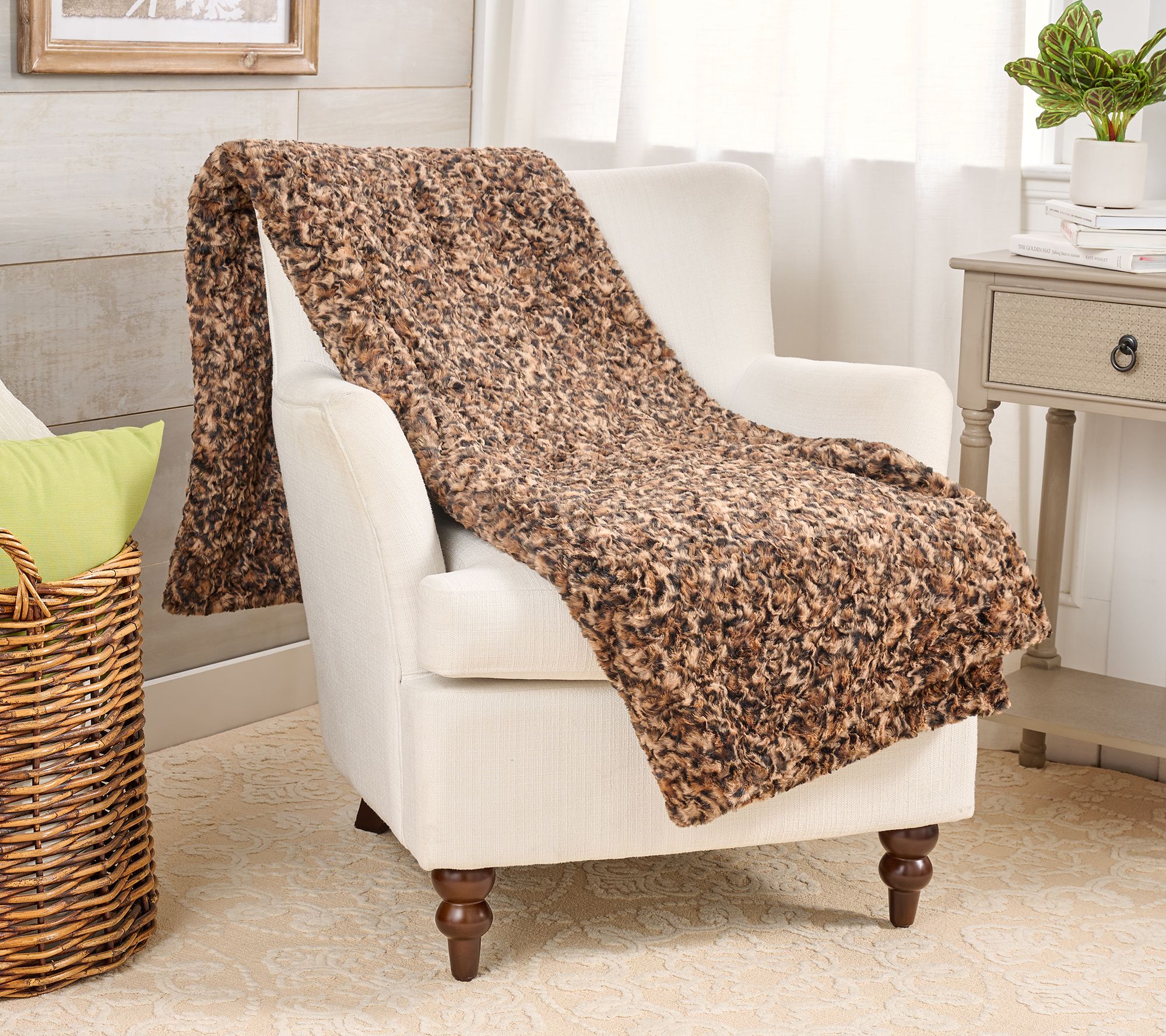 Hotel du Cobb 60x70 Sculpted Faux Fur Throw by Dennis Basso