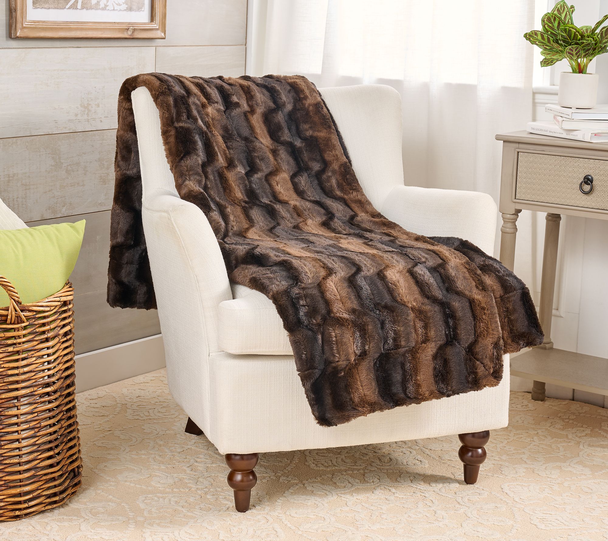 Hotel du Cobb 60x70 Sculpted Faux Fur Throw by Dennis Basso