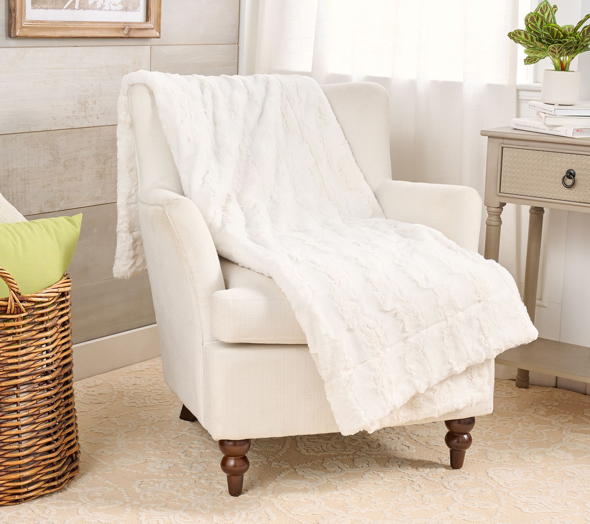 Hotel du Cobb 60x70 Sculpted Faux Fur Throw by Dennis Basso