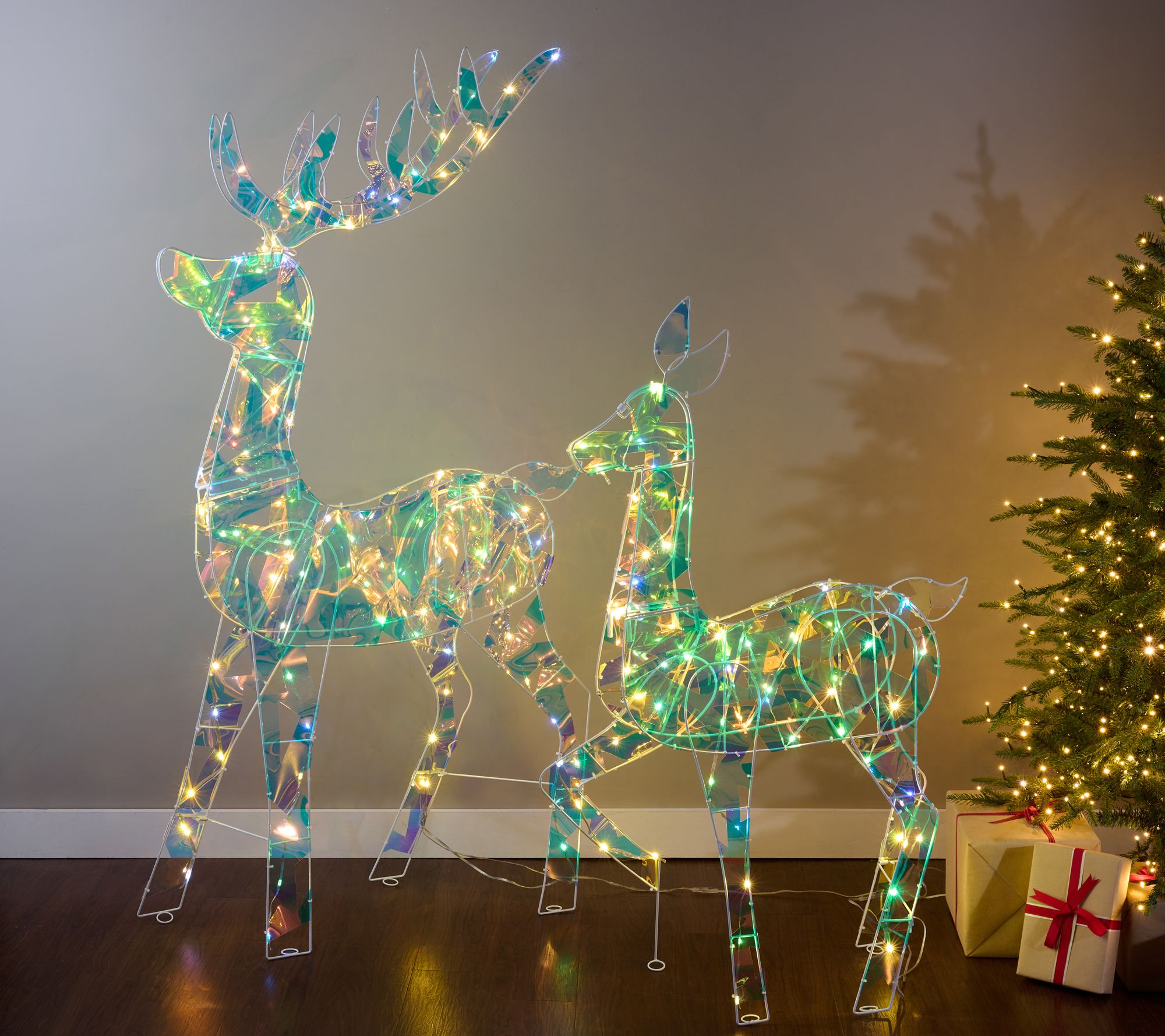 "As Is" Bethlehem Light Iridescent Fold Flat XL Deer Couple