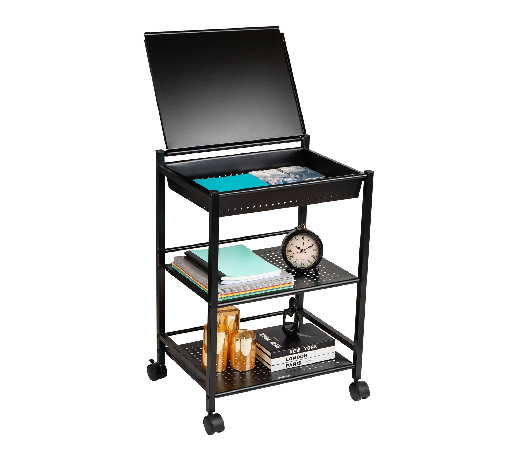 Mind Reader Cart with Covered Compartment, Office Organizer